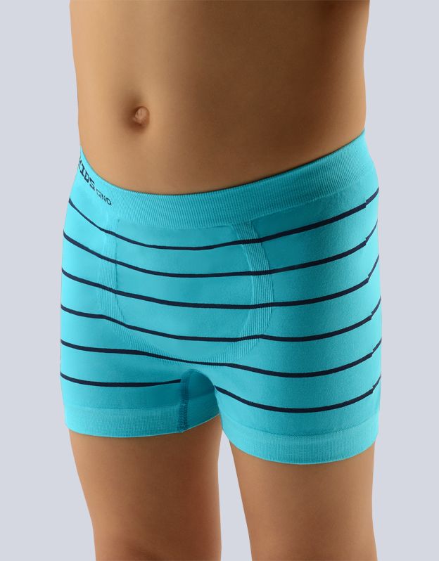 GINA dětské boxerky s kratší nohavičkou chlapecké, kratší nohavička, bezešvé Bamboo Cotton 25997P - tm. tyrkysová lékořice M