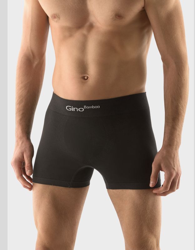 GINA pánské boxerky s delší nohavičkou, delší nohavička, bezešvé, jednobarevné Bamboo PureLine 54004P - černá L/XL