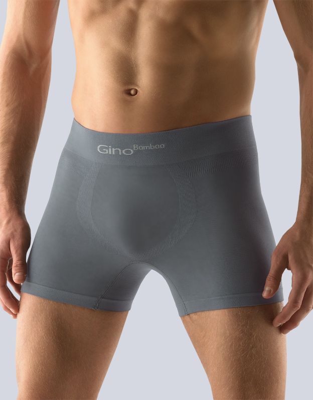 GINA pánské boxerky s delší nohavičkou, delší nohavička, bezešvé, jednobarevné Bamboo PureLine 54004P - tm. šedá L/XL