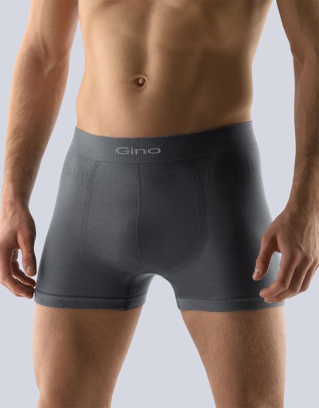 GINA pánské boxerky s delší nohavičkou, delší nohavička, bezešvé, jednobarevné MicroBavlna 54000P - tm. šedá L/XL