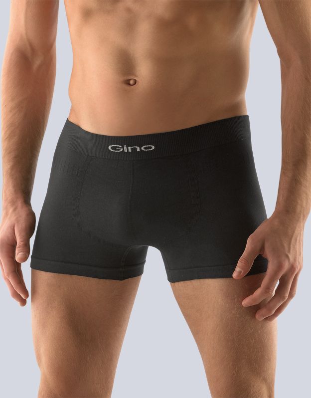 GINA pánské boxerky s kratší nohavičkou, kratší nohavička, bezešvé, jednobarevné MicroBavlna 53000P - černá L/XL