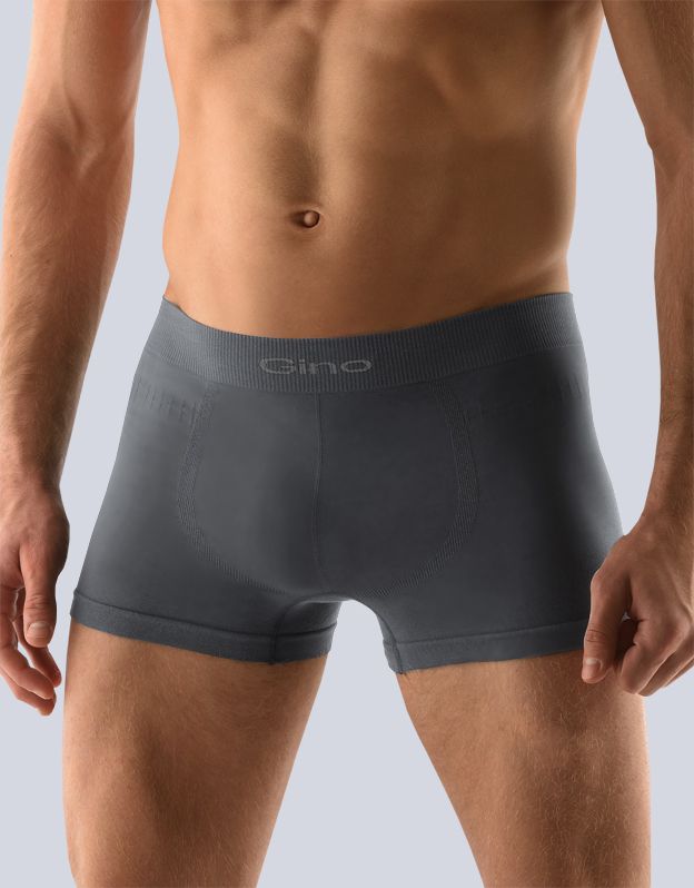 GINA pánské boxerky s kratší nohavičkou, kratší nohavička, bezešvé, jednobarevné MicroBavlna 53000P - tm. šedá L/XL