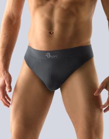GINA pánské slipy s úzkým bokem, úzký bok, bezešvé, jednobarevné Bamboo Soft 50005P | černá S/M