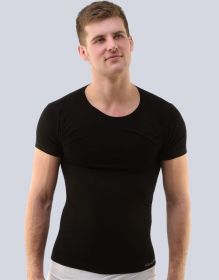 GINA pánské tričko s krátkým rukávem, krátký rukáv, bezešvé, jednobarevné Bamboo PureLine 58003P - černá L/XL