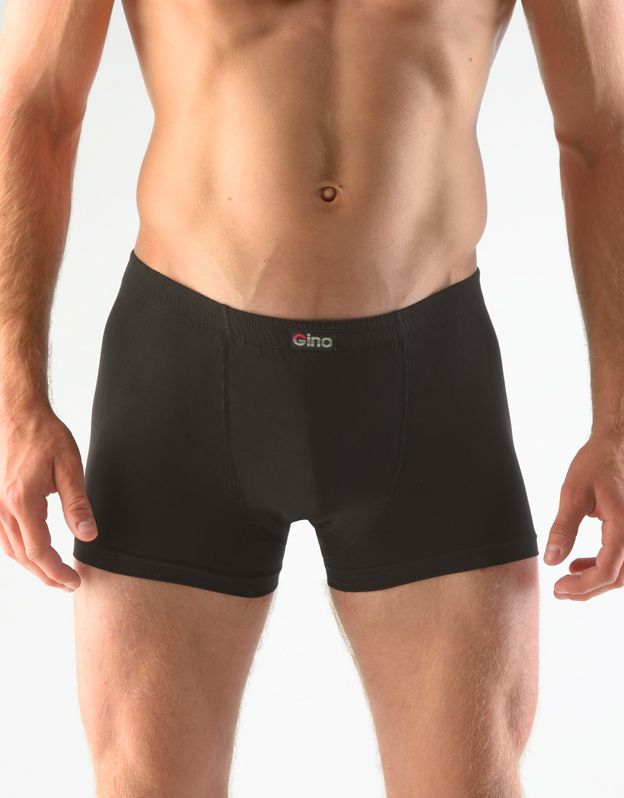 GINA pánské boxerky s kratší nohavičkou, kratší nohavička, šité, jednobarevné 73064P - černá 46/48