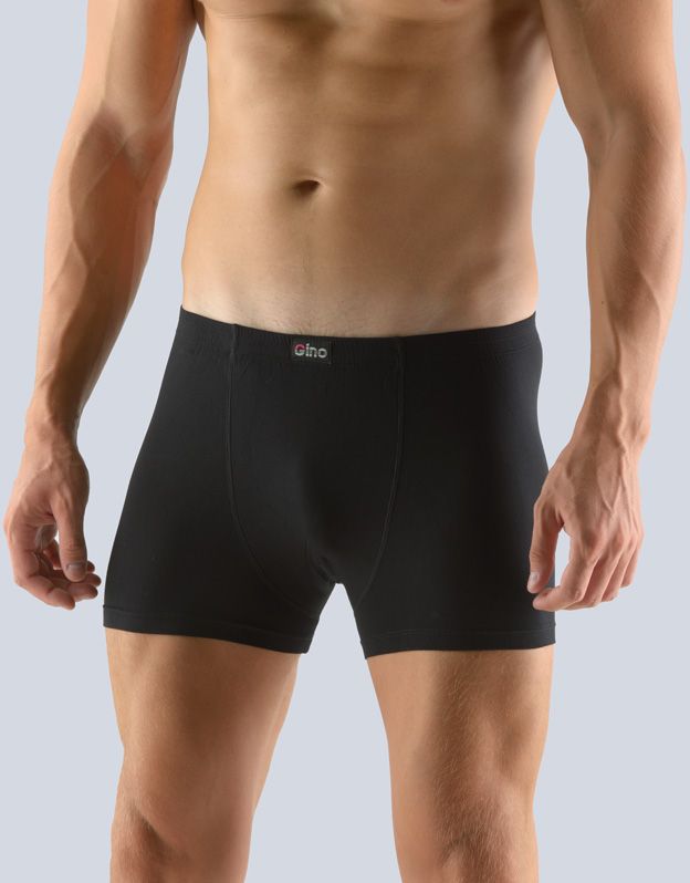 GINA pánské boxerky s kratší nohavičkou, kratší nohavička, šité, jednobarevné 73088P - černá 58/60