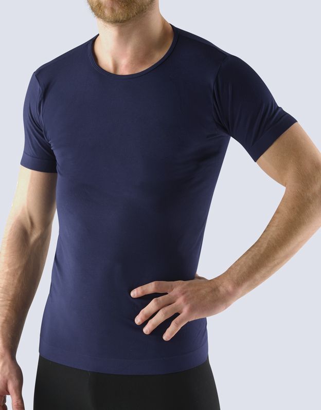 GINA pánské tričko s krátkým rukávem, krátký rukáv, bezešvé, jednobarevné Bamboo Soft 58009P -