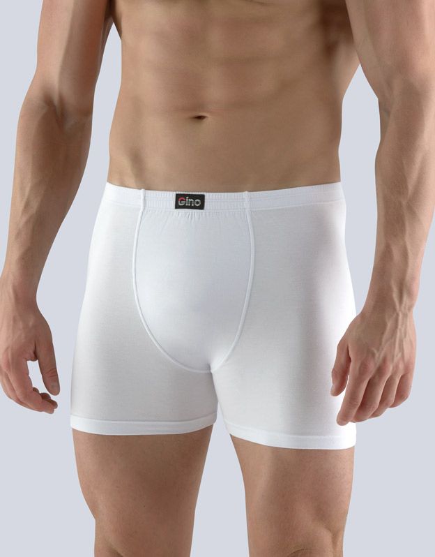 GINA pánské boxerky s delší nohavičkou, delší nohavička, šité, jednobarevné 74090P - bílá 54/56