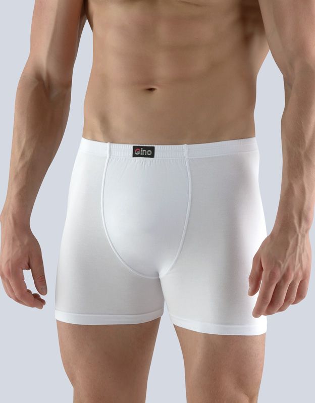 GINA pánské boxerky s delší nohavičkou, delší nohavička, šité, jednobarevné 74116P - bílá 54/56