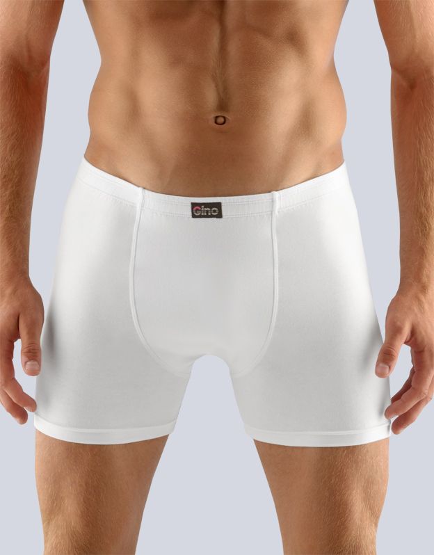 GINA pánské boxerky s delší nohavičkou, delší nohavička, šité, jednobarevné 74086P - bílá 58/60