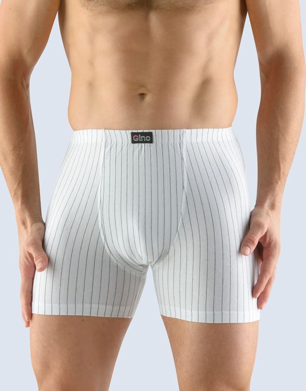 GINA pánské boxerky s delší nohavičkou, delší nohavička, šité 74105P - bílá tm. šedá 54/56