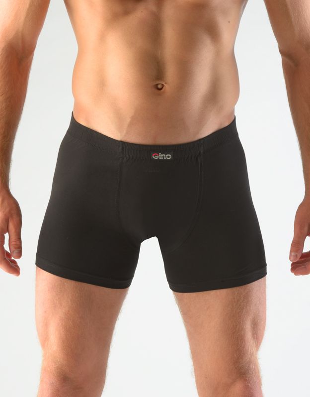 GINA pánské boxerky s delší nohavičkou, delší nohavička, šité, jednobarevné 74086P - černá 50/52