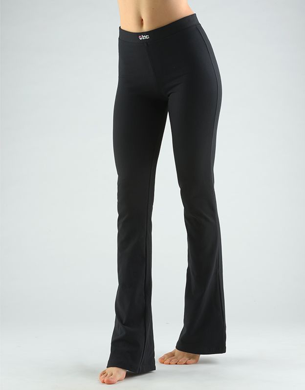 GINA dámské kalhoty zvonové prodloužená délka, dlouhé, šité, klasické, jednobarevné 96002P - černá XL