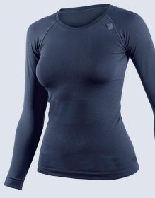 GINA dámské tričko s dlouhým rukávem dámské, dlouhý rukáv, bezešvé, jednobarevné CoolMax 88001P | lékořice L/XL, lékořice S/M
