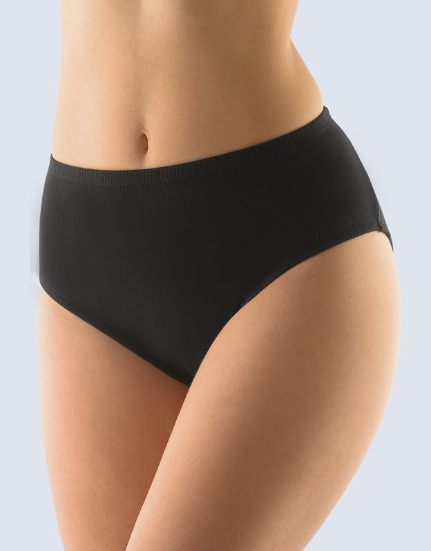 GINA dámské kalhotky klasické ve větších velikostech, větší velikosti, šité, jednobarevné Charmed II 11062P - černá 46/48