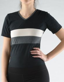 GINA dámské tričko s krátkým rukávem, krátký rukáv, šité  98069P | černá tm. šedá M, černá tm. šedá S