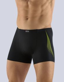 GINA pánské boxerky s kratší nohavičkou, kratší nohavička, šité, s potiskem, jednobarevné  73096P | tm. šedá tyrkysová 46/48