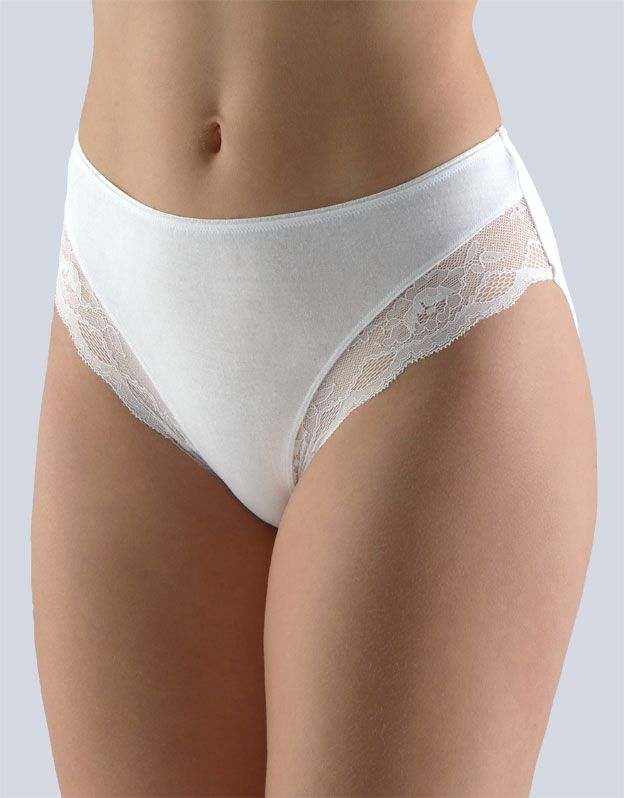 GINA dámské kalhotky klasické, širší bok, šité, s krajkou, jednobarevné Sensuality 10219P - bílá 42/44