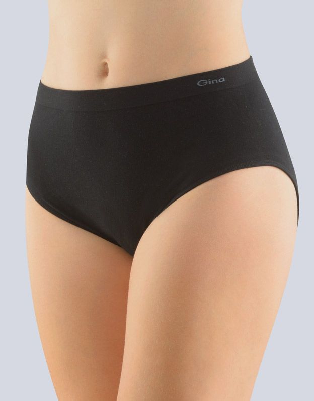 GINA dámské kalhotky klasické ve větších velikostech, větší velikosti, bezešvé, jednobarevné MicroBavlna 01000P - černá XL/XXL
