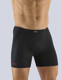 GINA pánské boxerky s delší nohavičkou, delší nohavička, šité, s potiskem  74123P | černá červená 50/52