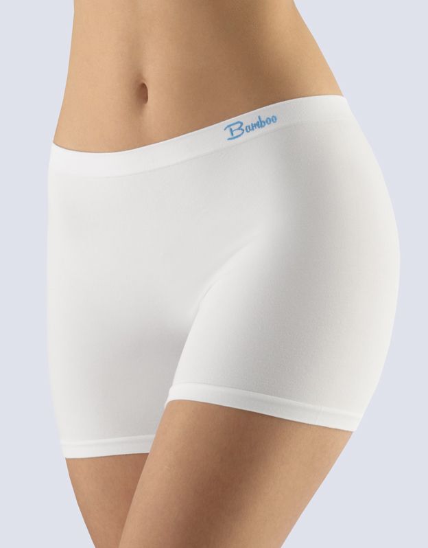 GINA dámské boxerky vyšší, kratší nohavička, bezešvé, klasické, jednobarevné Natural Bamboo 03015P - bílá dunaj M/L