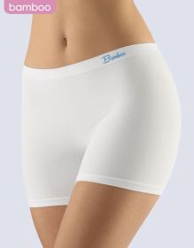 GINA dámské boxerky vyšší, kratší nohavička, bezešvé, klasické, jednobarevné Natural Bamboo 03015P - bílá dunaj L/XL