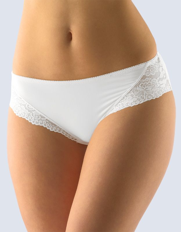 GINA dámské kalhotky francouzské, šité, bokové, s krajkou, jednobarevné La Femme 2 14139P - bílá 42/44