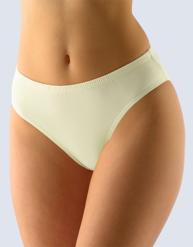 GINA dámské kalhotky klasické, širší bok, šité, jednobarevné 10140P - žlutobílá 50/52