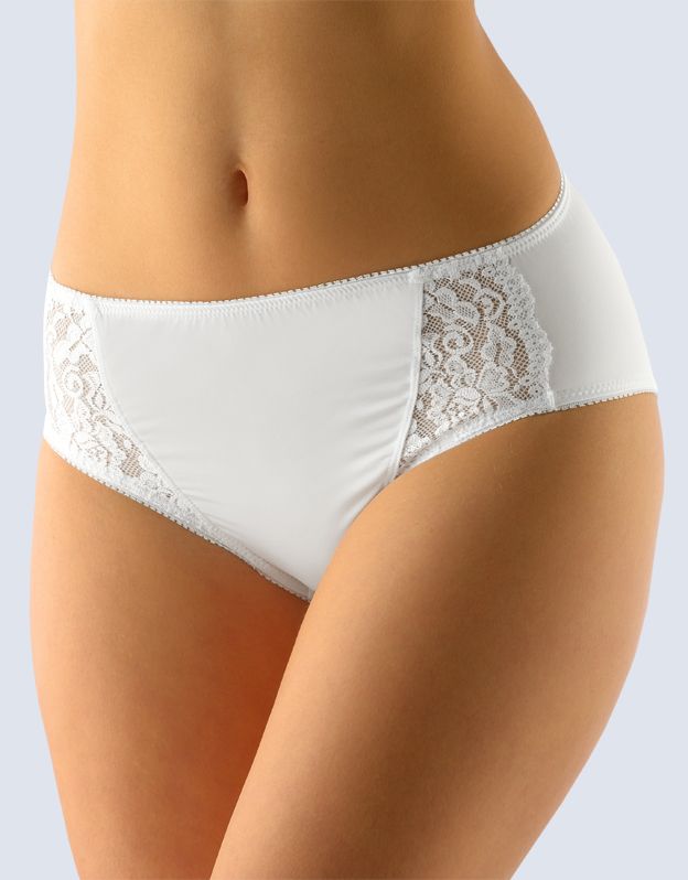 GINA dámské kalhotky klasické vyšší se širokým bokem, širší bok, šité, s krajkou, jednobarevné La Femme 2 10212P