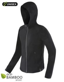 GINA dámské mikina s dlouhým rukávem a kapucí, dlouhý rukáv, šité, jednobarevné ECO Bamboo Sport 99007P | černá S, černá XXL