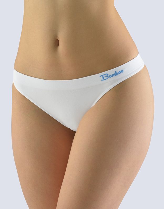 GINA dámské tanga boková, úzký bok, bezešvé, bokové, jednobarevné Natural Bamboo 05012P - bílá dunaj L/XL