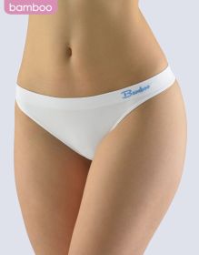 GINA dámské tanga boková, úzký bok, bezešvé, bokové, jednobarevné Natural Bamboo  05012P | bílá dunaj L/XL