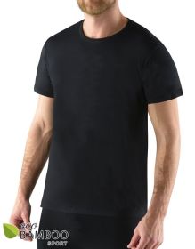 GINA pánské tričko s krátkým rukávem, krátký rukáv, šité, jednobarevné ECO Bamboo Sport 78004P | černá S, černá XXL