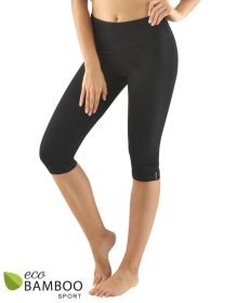 GINA dámské capri legíny sportovní, šité, klasické, jednobarevné ECO Bamboo Sport 95036P - černá M/L