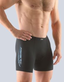 GINA pánské boxerky s delší nohavičkou, delší nohavička, šité, s potiskem  74128P | černá dunaj 50/52