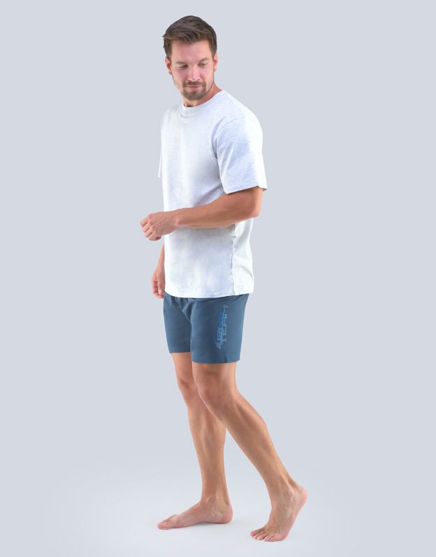 GINA pánské pyžamo krátké pánské, šité, s potiskem, jednobarevné Pyžama 2020 79102P