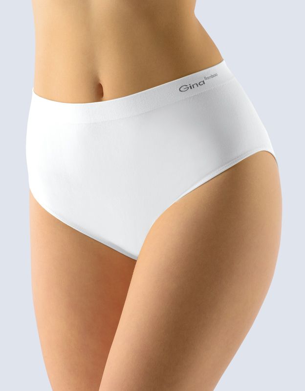 GINA dámské kalhotky klasické ve větších velikostech, větší velikosti, bezešvé, jednobarevné Bamboo PureLine 01001P - bílá M/L