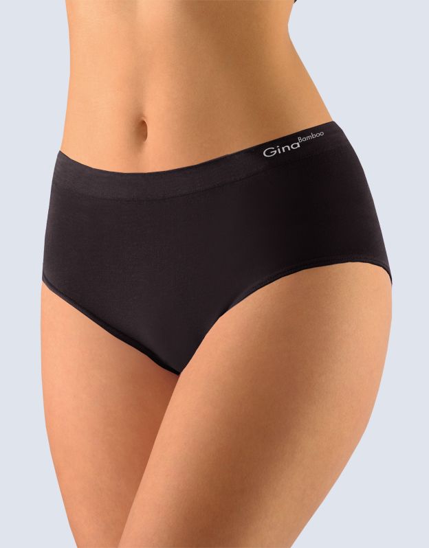 GINA dámské kalhotky klasické ve větších velikostech, větší velikosti, bezešvé, jednobarevné Bamboo PureLine 01001P - černá M/L