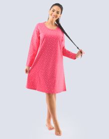 GINA dámské košilka noční dámská dlouhý rukáv, šité, s potiskem Pyžama 2021 19117P | bordo sv. růžová L, bordo sv. růžová M, bordo sv. růžová XL