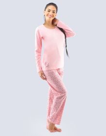 GINA dámské pyžamo dlouhé dámské, šité, s potiskem  19123P | aqua tyrkysová XL, aqua tyrkysová XXL, sv. růžová fialovohnědá M, sv. růžová fialovohnědá XL, sv. růžová fialovohnědá XXL