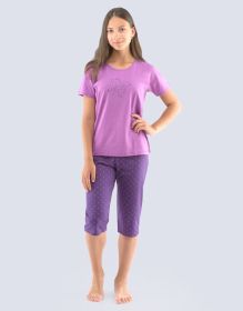 GINA dětské pyžamo 3/4 dívčí, 3/4 kalhoty, šité, s potiskem Pyžama 2021 29004P | ametyst hypermangan 140/146, cukrová barytová 140/146, cukrová barytová 152/158