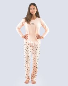 GINA dětské pyžamo dlouhé dívčí, šité, s potiskem  29001P | pleťová černá 152/158, šedá černá 140/146, šedá černá 152/158