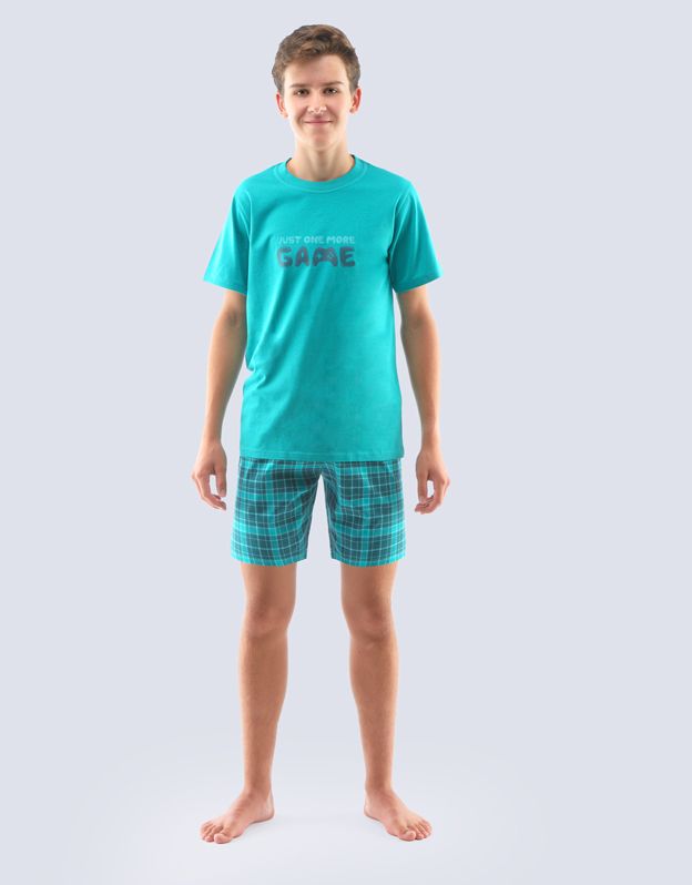 GINA dětské pyžamo krátké chlapecké, šité, s potiskem 69002P - šalvěj lahvová 152/158
