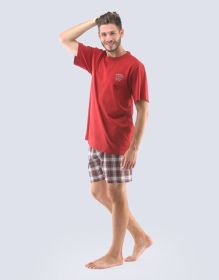 GINA pánské pyžamo krátké pánské, šité, s potiskem Pyžama 2021 79112P | lékořice brandy L