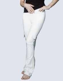 GINA dámské kalhoty zvonové prodloužená délka, dlouhé, šité, klasické, jednobarevné  96009P | písková S