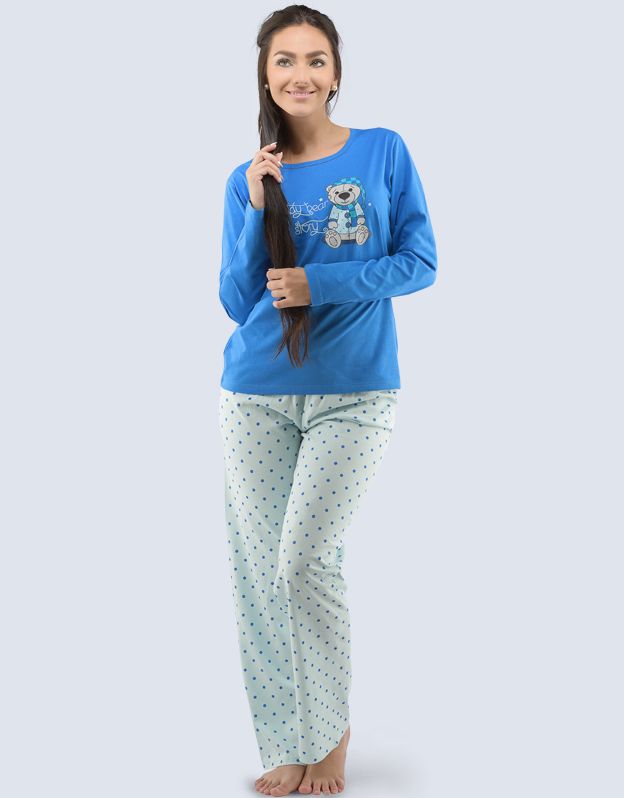 GINA dámské pyžamo dlouhé dámské, šité, s potiskem Pyžama 2016 19033P