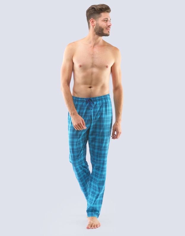 GINA pánské kalhoty dlouhé pyžamové pánské, šité, klasické, s potiskem Pyžama 2021 79117P