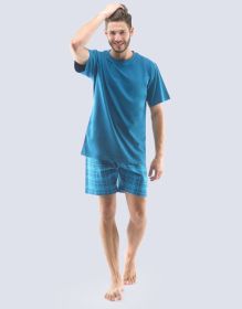 GINA pánské pyžamo krátké pánské, šité, s potiskem Pyžama 2021 79114P | šalvěj lahvová L