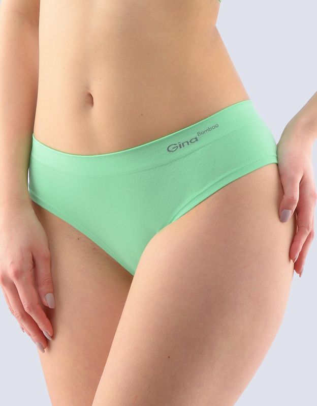GINA dámské kalhotky francouzské, bezešvé, bokové, jednobarevné Bamboo PureLine 04015P - sv. zelená M/L