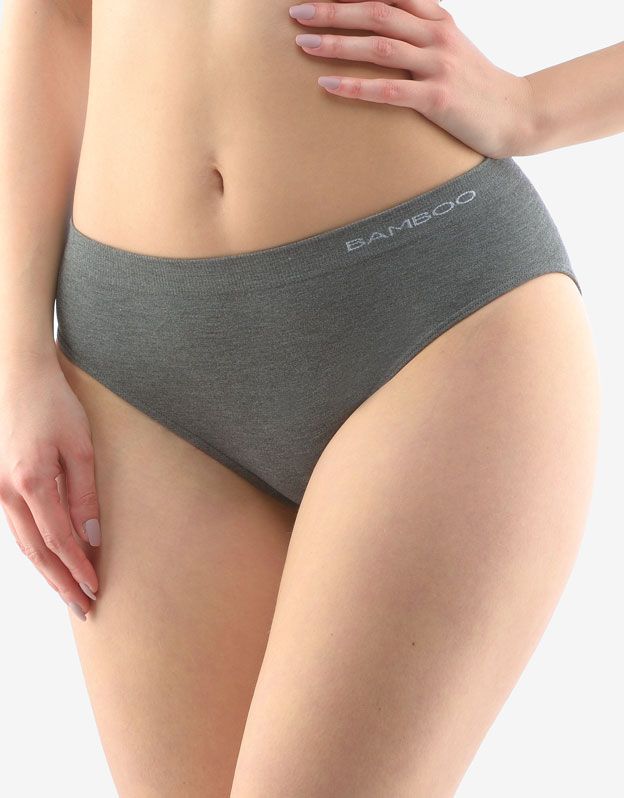 GINA dámské kalhotky klasické, širší bok, bezešvé, jednobarevné Eco Bamboo 00038P - šedá bílá L/XL